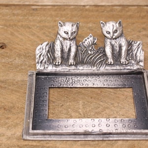 porte-lettre design chat en étain vintage / porte-cartes de visite
