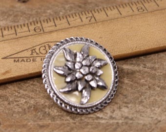 Vintage Silver Tone Round Floral Design Scarf Ring / Scarf Clip - Western Germany