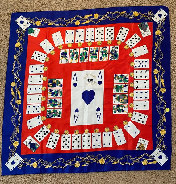 Vintage Moschino Couture Scarf Playing Card Print Etsy