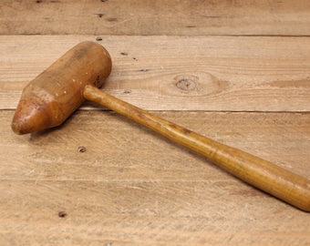 Vintage Primitive Wooden Bossing Hammer / Mallet