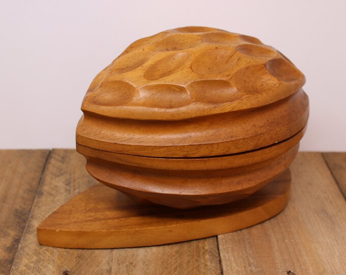 Vintage Walnut Shaped Hinged Nut Bowl With Tools Etsy