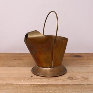 Vintage Small Copper Coal Hod / Coal Shuttle with Movable Handle