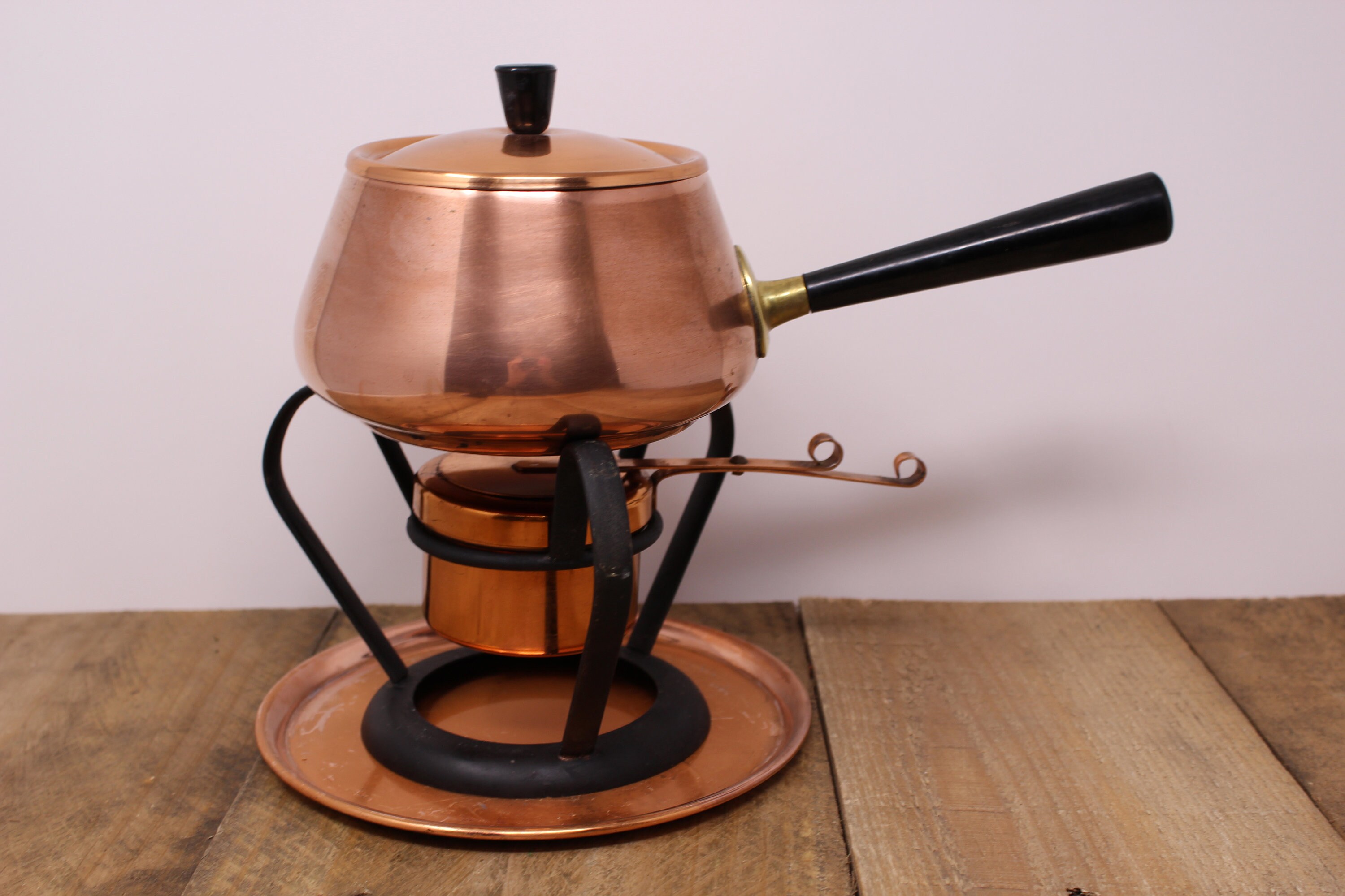 Vintage Small Copper Fondue Set Etsy