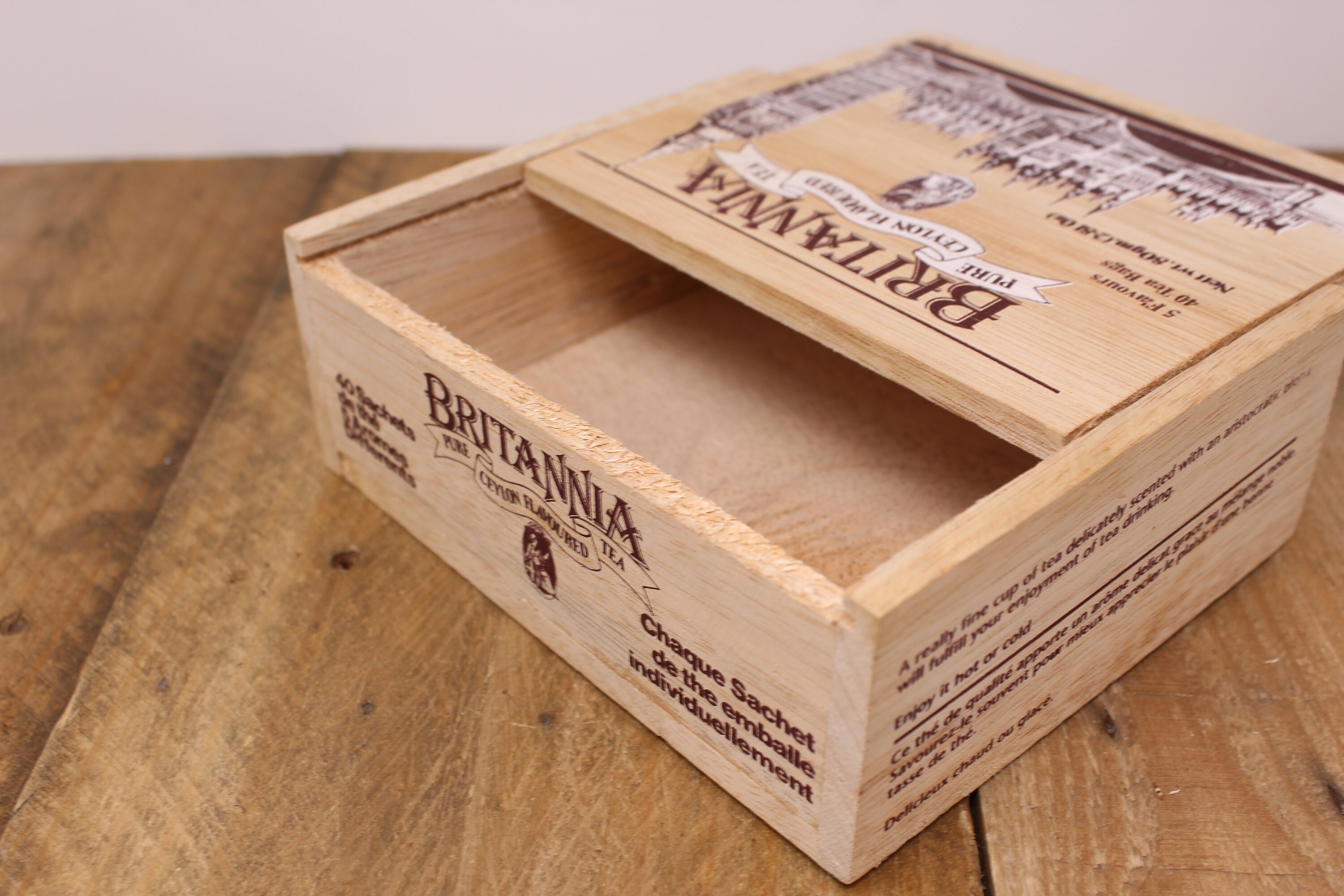 Britannia Pure Ceylon Tea Wood Box With Sliding Lid Big Etsy Australia
