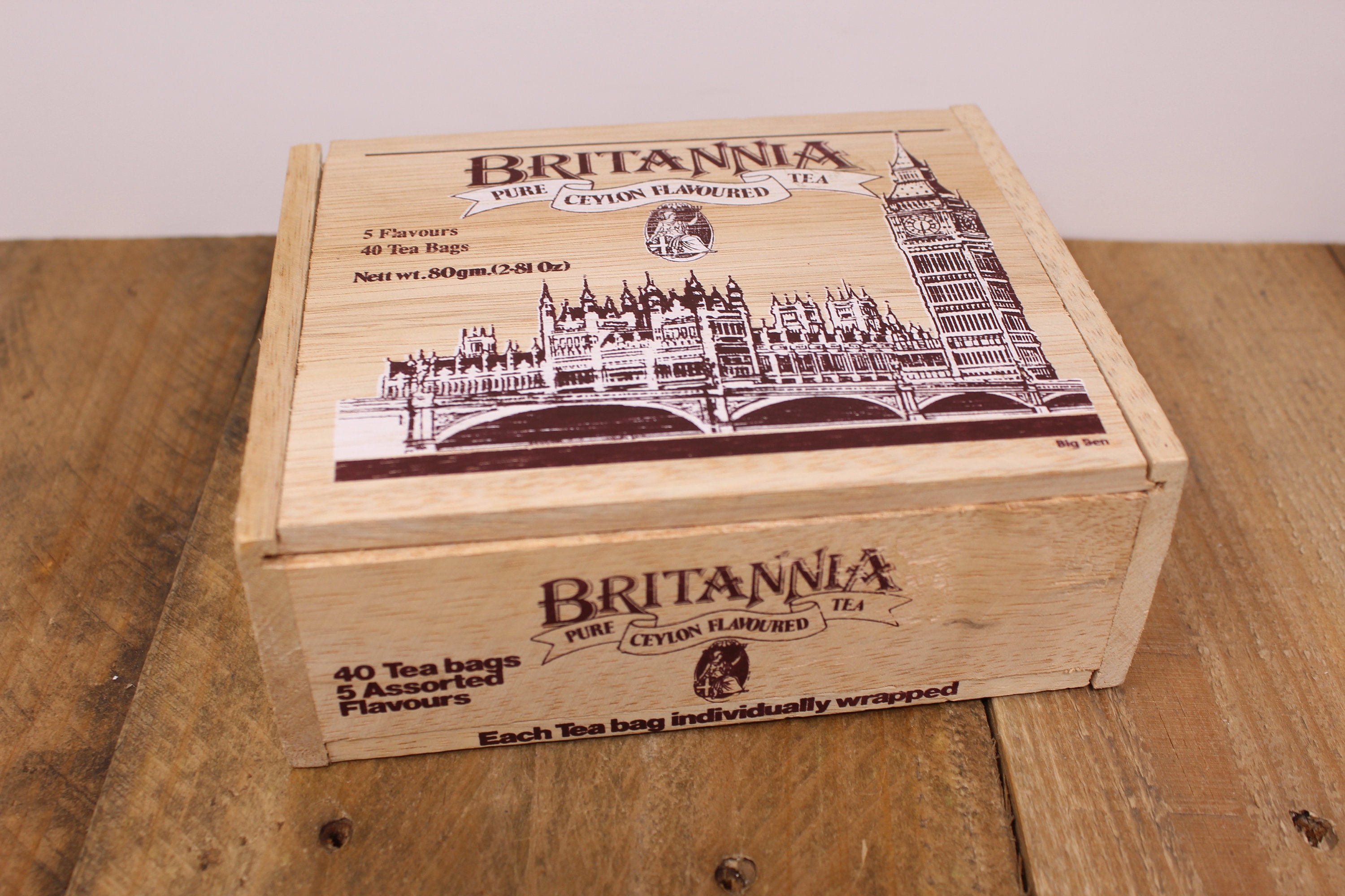 Britannia Pure Ceylon Tea Wood Box With Sliding Lid Big Etsy Australia