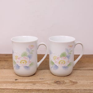 2 Vintage &quot;Peony&quot; Otagiri Mugs - Set of 2 Peony Floral Design Mugs - Made in Japan