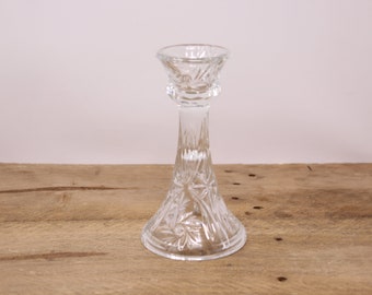 Vintage Reversible Pressed Glass  Vase / Taper Candle Holder - Pinwheel Design