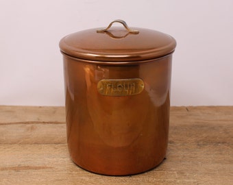 Vintage Copper Canister - Flour - with Brass Label