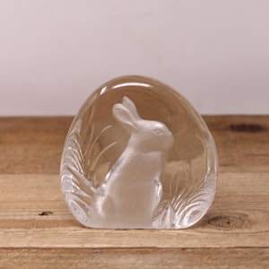 Vintage Crystal Zajecar Rabbit / Bunny Crystal Paperweight - Made in Yugoslavia