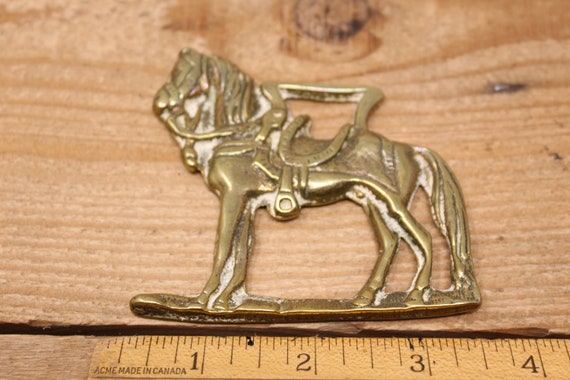 Harnais équestre Ancien – Laiton Massif Et Tête De Cheval Gravée (collection, Déco Vintage)