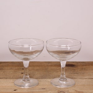 2 Champagne Coupe / Glasses with Faceted Stems