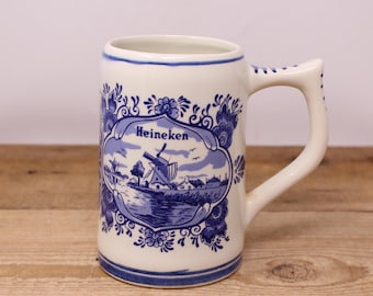 Vintage Deft Blue Heineken Beer Mug / Beer Stein - Made in Holland