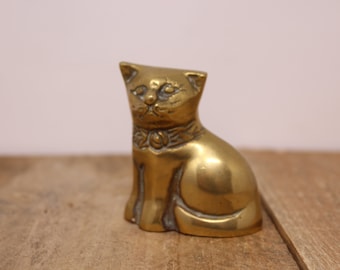 Vintage Solid Brass Cat Figurine