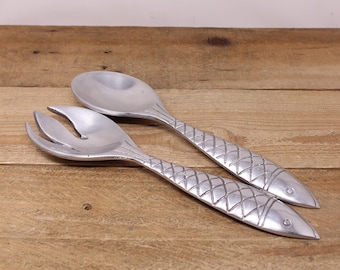 Vintage Fish Design - Aluminum Salad Serving Set