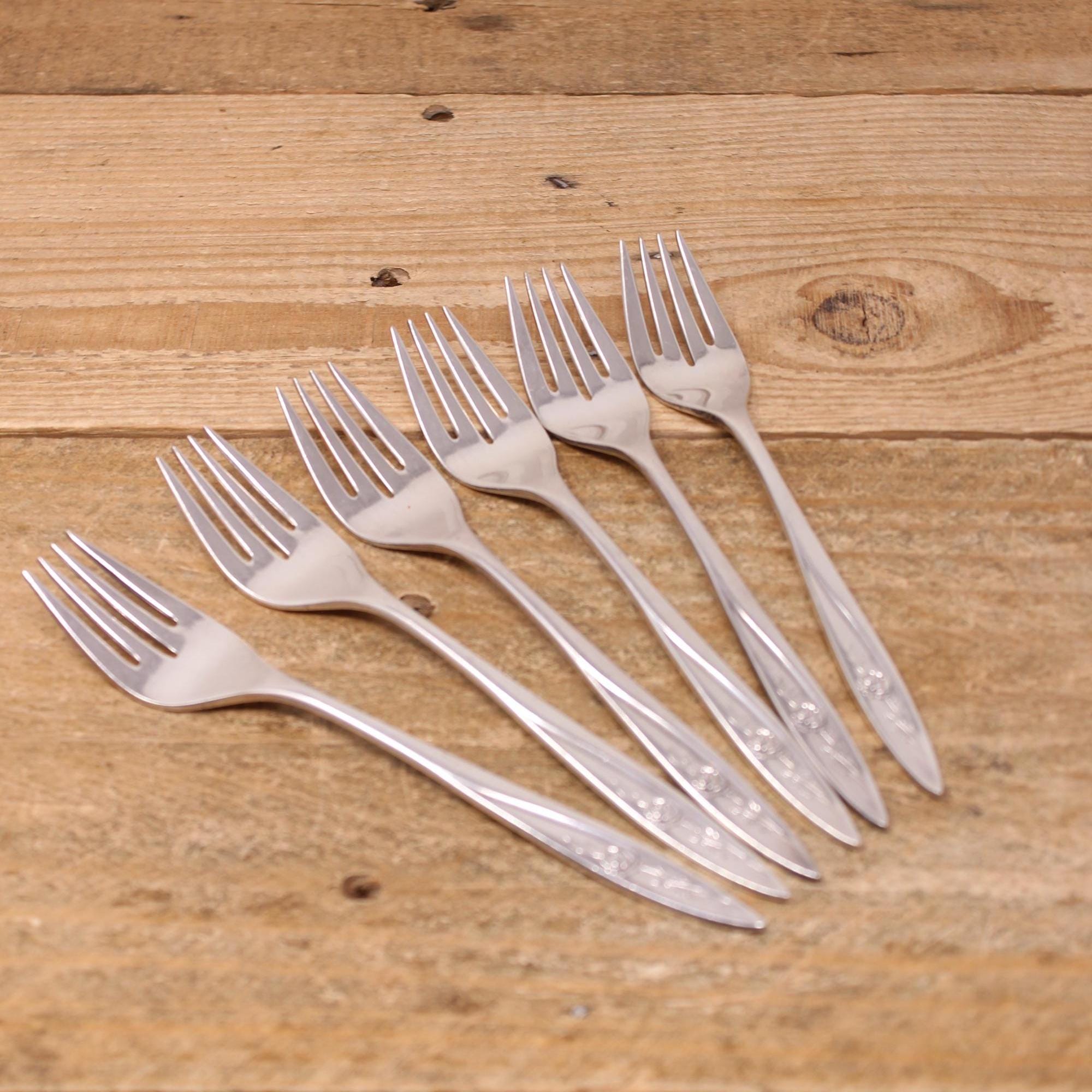 Vintage Oneida Silver Individual Salad Forks - Morning Rose 1960