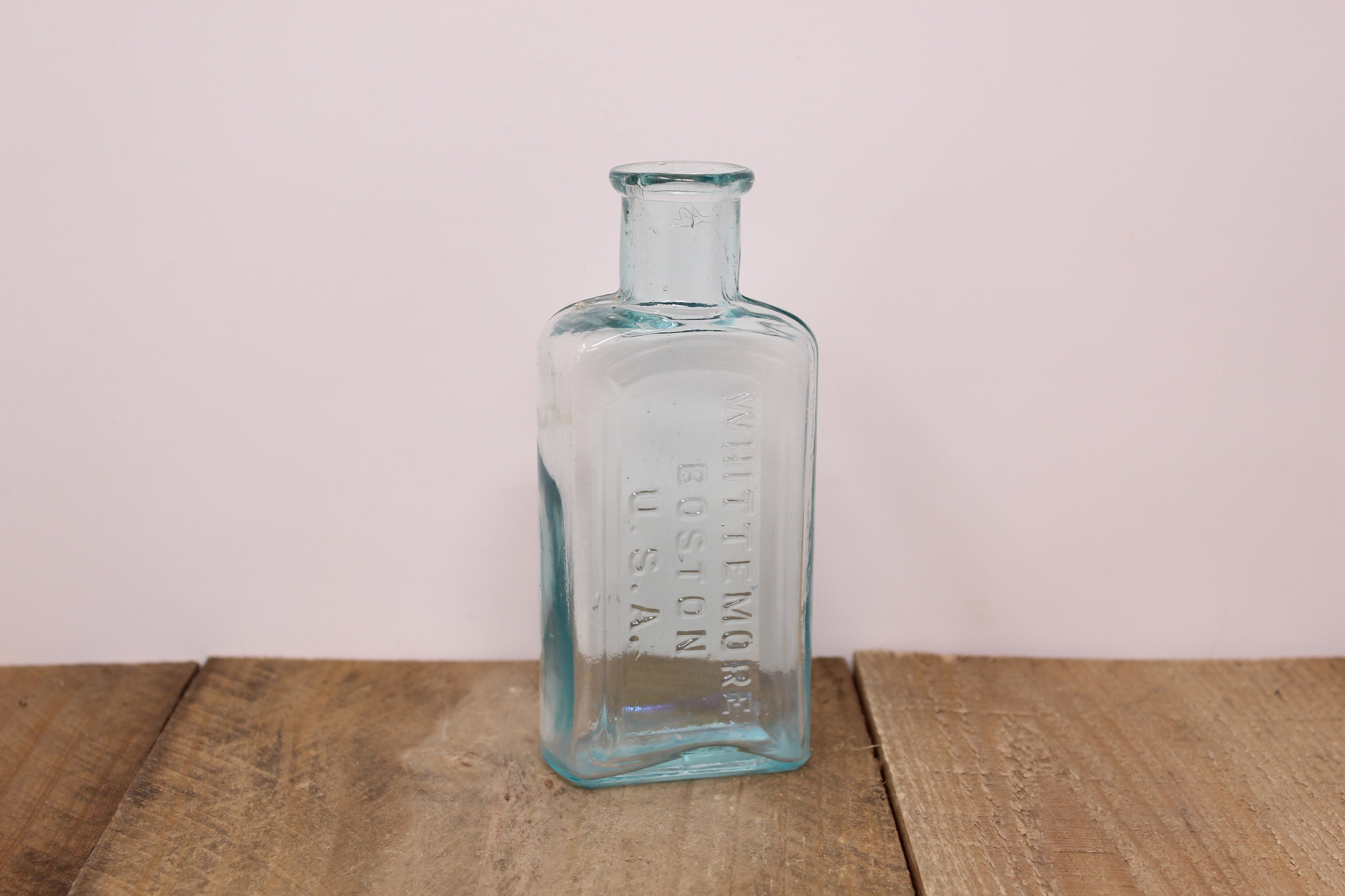 Antique Whittemore Boston U.S.A. Aqua Glass Bottle Etsy