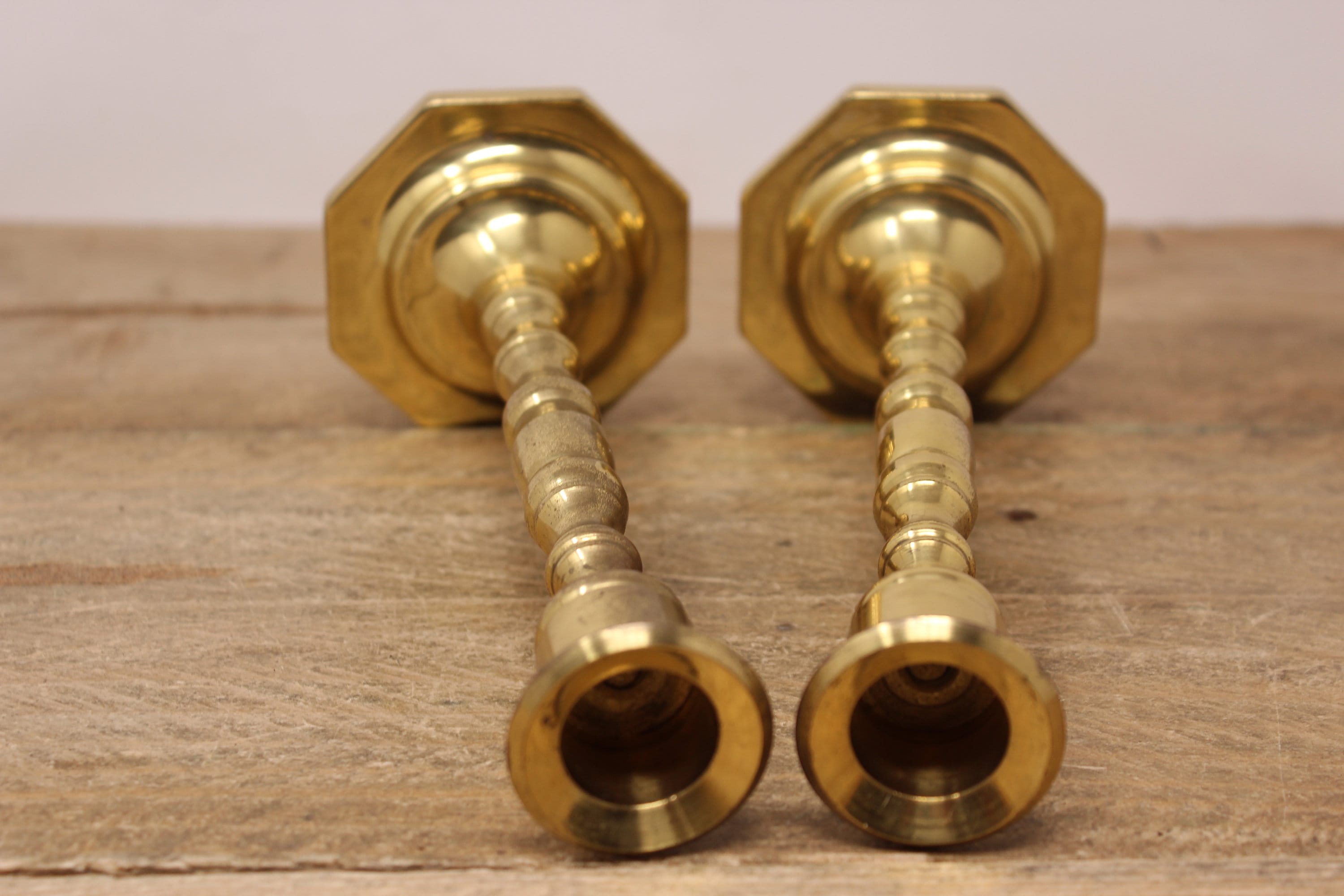Octagonal Holder Set of Brass Candlestick Holders With Octagonal Bases - Etsy