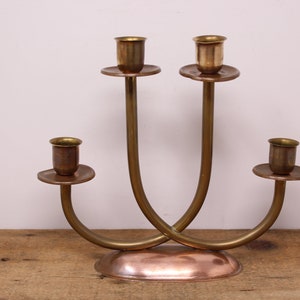 Vintage Copper and Brass 4-Light Candelabra - Portugal