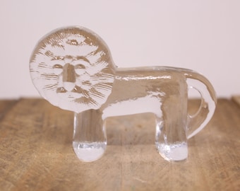 Vintage Kosta Boda Small Glass Lion Figurine