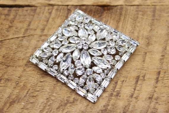 Square Sherman Rhinestone Brooch