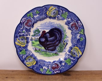 Blue White China Plate | Woods Burslem Seaforth | Vintage Pottery