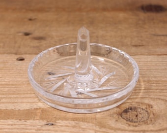 Vintage 24% Lead Pinwheel Crystal Holder / Ring Dish