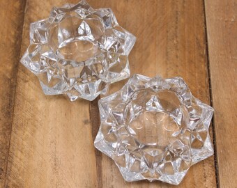 Set of Pressed Glass - Star Shaped - Pillar Candle Holders