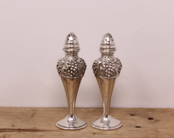 Vintage Viking Silver Plate Lead Salt & Pepper Shakers - Grape Design