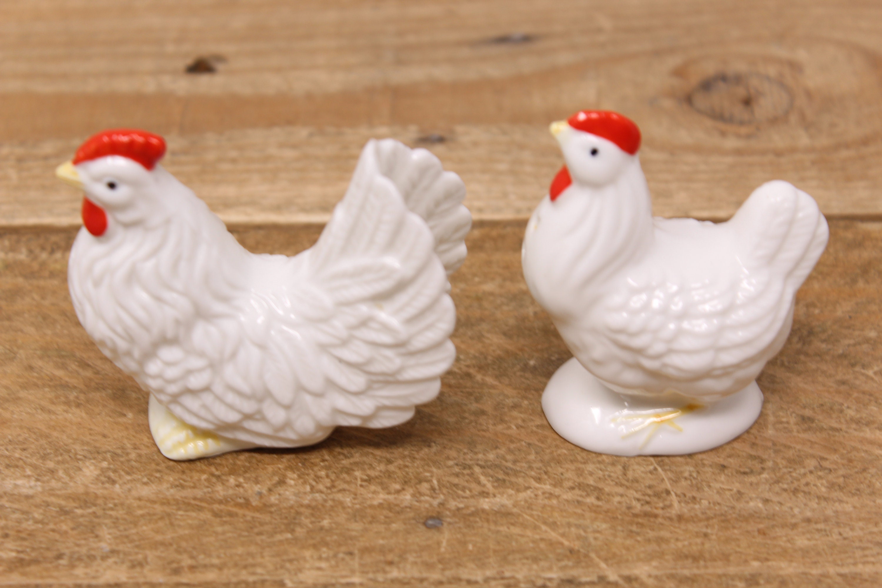Vintage White Chicken and Rooster Salt & Pepper Shaker Set - Etsy