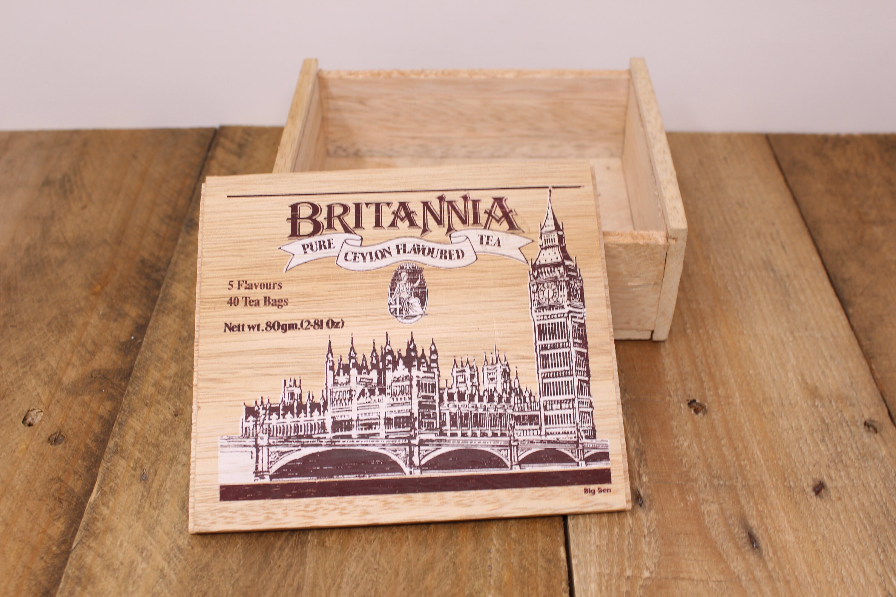 Britannia Pure Ceylon Tea Wood Box With Sliding Lid Big Etsy Australia