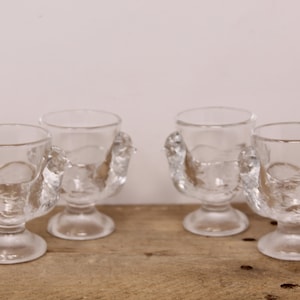 2 Coquetier by Cristal D'Arques-Durand - Clear Glass Chicken Egg Cups - France