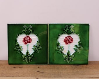 Vintage Floral Design Majolica Nouveau Architecture Tiles,japan