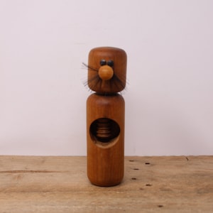 Vintage Wooden Moustache Man Screw Nut Cracker