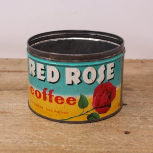 Vintage Red Rose Coffee Metal Tin 1 lb. Tin empty without Lid image 4