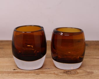 Set of 2 Crate & Barrel Diva Topaz Votive Candle Holders