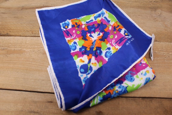 Vintage Square Scarf by Acute - Blue and Colorful Design  display picture 2