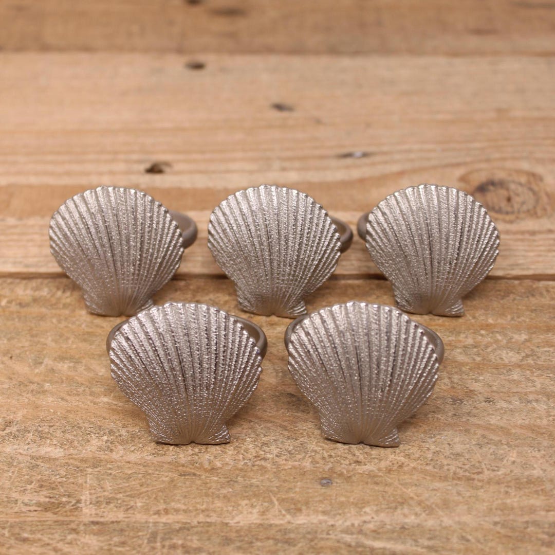 5 Pewter Color Shell Shaped Napkin Rings - Etsy