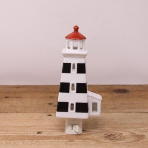 Vintage Lighthouse Design Nightlight - Black & White Lighthouse - Coastal Decor