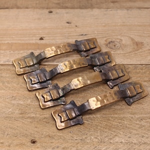 4 Vintage Amerock 202-1 - Hammered Brass Drawer Pulls / Cabinet Handles