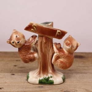 Vintage 2 Bears on a Tree - Ceramic Salt & Pepper Shakers