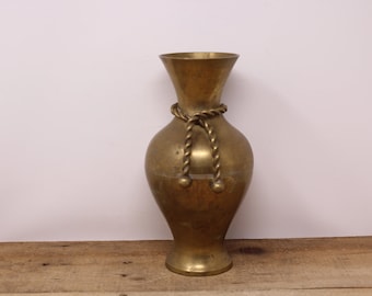Vintage Brass Vase with a Rope Decor
