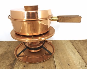 Vintage Austria Copper Chafing Dish / Food Warmer / Double Boiler / Fondue Set