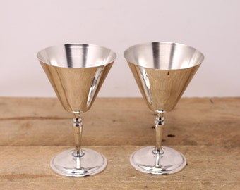 2 Vintage Viking Plate - Silver Plated Wine Goblets - Made in Canada