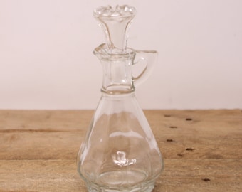 Vintage Clear Glass Dressing / Oil / Vinegar Cruet Bottle
