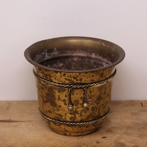 Vintage Brass Plant Pot / Planter with Rope Detail Design - Made in India