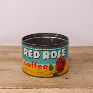 Vintage Red Rose Coffee Metal Tin 1 lb. Tin empty without Lid image 1