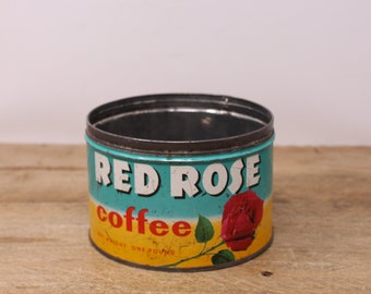 Vintage Red Rose Coffee Metal Tin -  1 lb. Tin (empty) without Lid