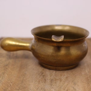 Mid Century Round Handle Brass Ashtray — Vintage Individual Ashtray