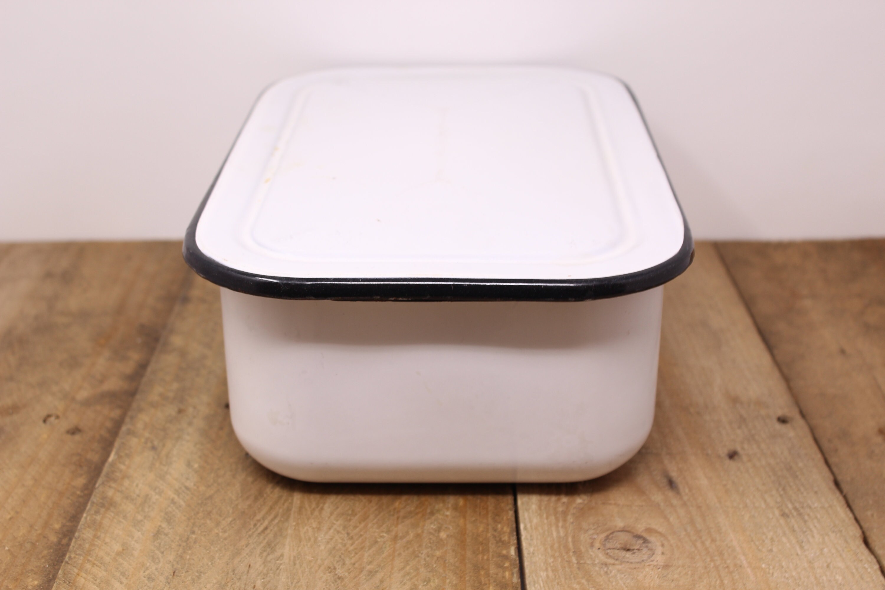 Vintage Rectangle White Enamelware Medical Tray With Lid Etsy