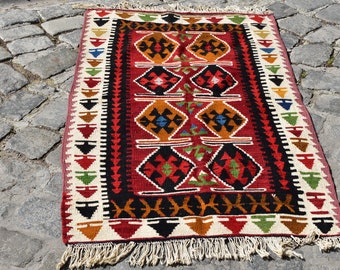 Vintage Kilim Rug/ Tapis/ Turkish Kilim Rug/ Wool Kilim Rug/ Kilim/ Rug/ Colorful Handmade Kilim/   FREE  SHIPPING 5.5 x 3. ft